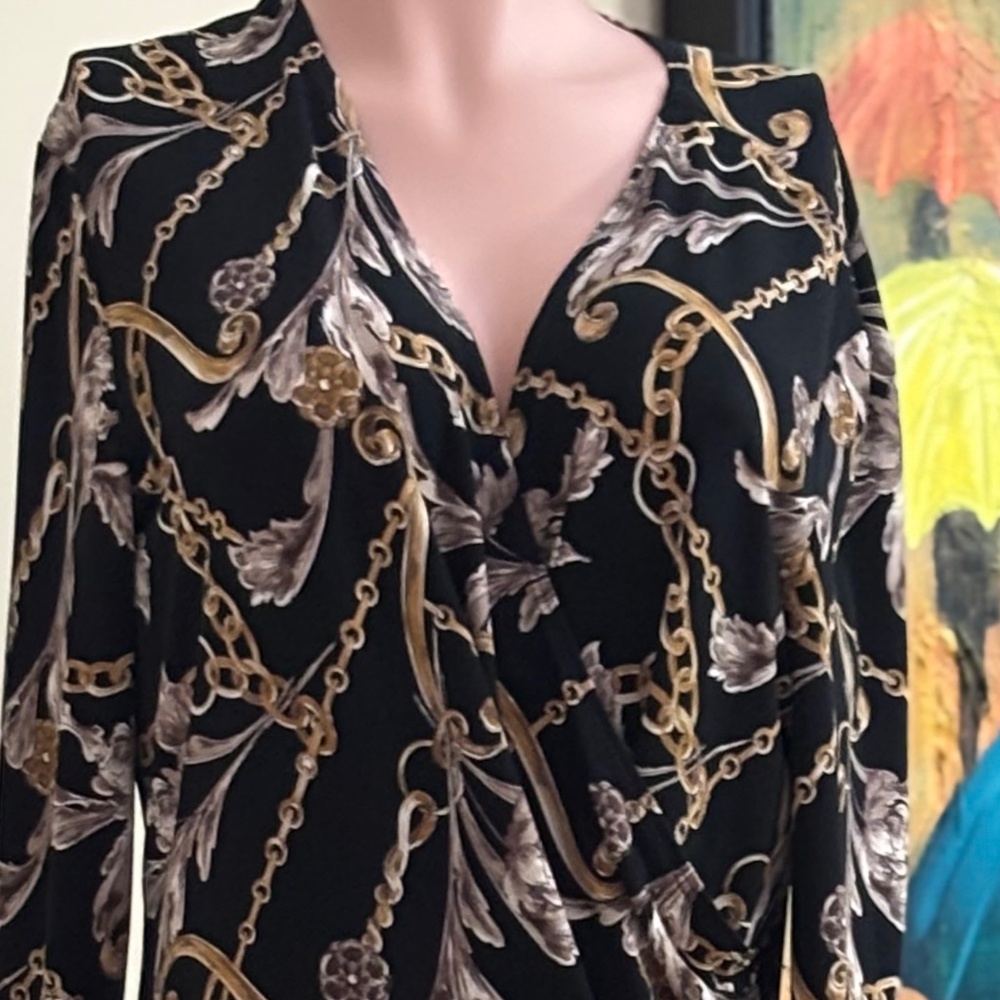 Joseph Ripkoff Black Print Dress Size 18